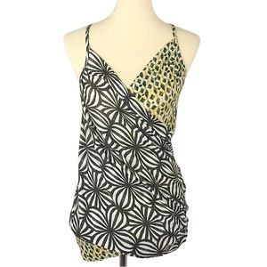 Anthropologie Vanessa Virginia Frangipani Brown Yellow Mixed Media Tank Top XS